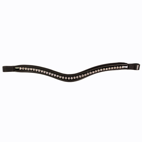 Curved padded diamante browband on patent leather